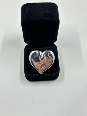 Vintage Sterling Silver Puffy Heart Statement Ring Made in Israel